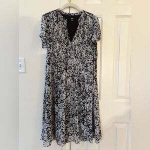 MSK black and white floral dress, size 12
